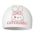 thumbnail image 1 of LIIPEE Girls Boys Sun Cap Summer Cute Cartoon Printed Waterproof Silicone Learning Swimming Pool Cap Skids Versatile Sunscreen Sunshade Hats,White,One Size, 1 of 4