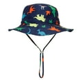 thumbnail image 1 of LIIPEE Girls Boys Sun Cap Summer Fashion Cartoon Printed Wide Brim Adjustable Strap Beach Playground Protection Bucket Hat Baby Lovely Sunscreen Sunshade Hats,Navy,M, 1 of 5