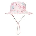thumbnail image 1 of LIIPEE Girls Boys Sun Cap Summer Fashion Cartoon Printed Wide Brim Adjustable Strap Beach Playground Protection Bucket Hat Girls Cute Sunscreen Sunshade Hats,Light Pink,Xs, 1 of 6