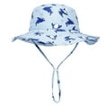 thumbnail image 1 of LIIPEE Girls Boys Sun Cap Summer Fashion Cartoon Printed Wide Brim Adjustable Strap Beach Playground Protection Bucket Hat Toddler Comfort Sunscreen Sunshade Hats,Sky Blue,M, 1 of 5