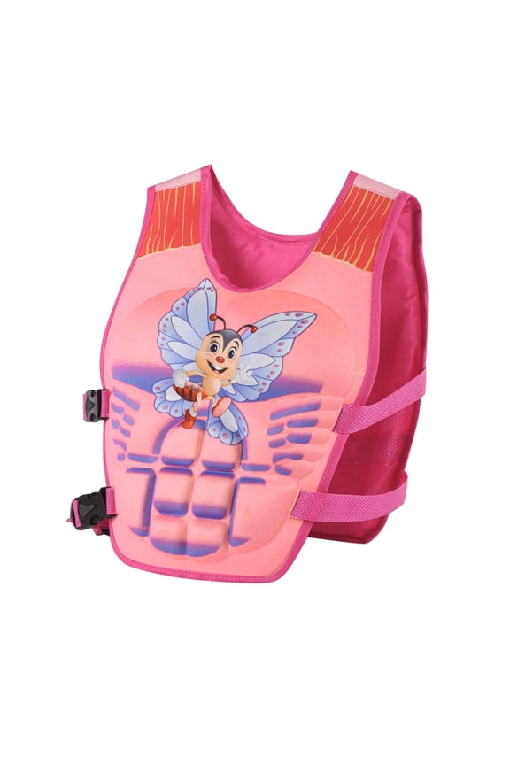 Girls Boys Swimwear Cartoon Printed Sleeveless Coast Guard Approved Life Vest Swimsuit Child Cute Beach Pool Party Buoyancy Life Vest,Hot Pink,2-6 Years