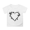 thumbnail image 1 of LIIPEE Girls Boys T-Shirt Cartoon Butterfly Love Heart Printed Short Sleeve Round Neck Tshirts Girl Trendy Daily Wear Tee,White,12-13 Years, 1 of 4
