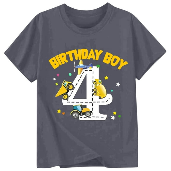 LIIPEE Girls Boys T-Shirt Cartoon Letter Car Graphic Printed Short Sleeve Round Neck Tshirt Tops Girl Trendy Indoor Outdoor Wear Tee Shirts,Dark Gray,6-7 Years