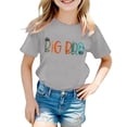 thumbnail image 1 of LIIPEE Girls Boys T-Shirt Cartoon Letter Graphic Printed Short Sleeve Round Neck Tshirts Casual Festival Tee,Grey,4-5 Years, 1 of 3
