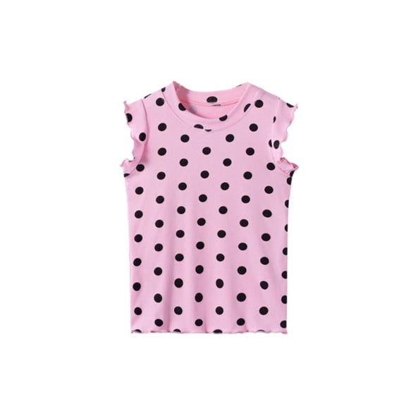 LIIPEE Girls Boys T-Shirts Summer Casual Polka Dot Printed Short Sleeve Round Neck Vest Blouse Child Cozy Weekend Tee Shirts,Red,6-7 Years