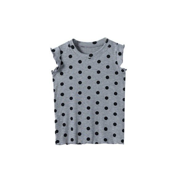 LIIPEE Girls Boys T-Shirts Summer Casual Polka Dot Printed Short Sleeve Round Neck Vest Blouse Child Trendy Weekend Tee Shirts,Grey,4-5 Years