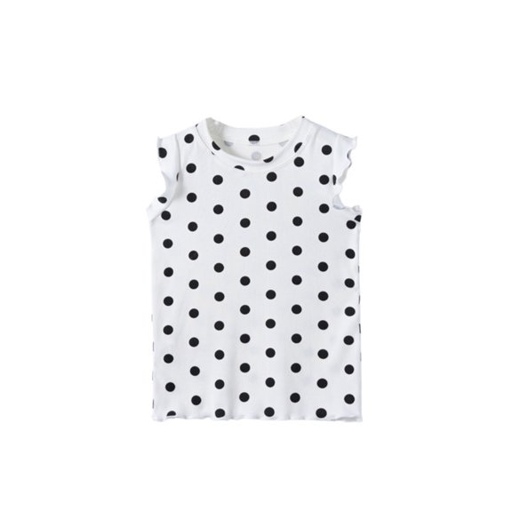 LIIPEE Girls Boys T-Shirts Summer Casual Polka Dot Printed Short Sleeve Round Neck Vest Blouse Kids Trendy School Tee Shirts,White,7-8 Years