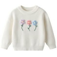 thumbnail image 1 of LIIPEE Girls Boys Tops Cartoon Hand Embroidered Floral Long Sleeve Round Neck Pullover Sweater Girl Classic Vacation Shirt,White,7-8 Years, 1 of 7