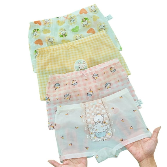 LIIPEE Girls Boys Underwear 4 Pack Cartoon Love Heart Animal Plaid Printed Boxer Briefs Trunks Kids Sweet Homewear Panties,Green,8-9 Years