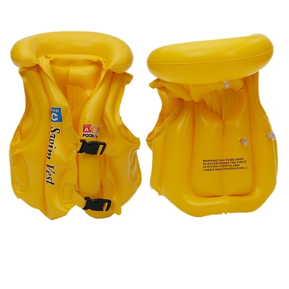 LIIPEE Girls Buoyancy Life Jacket Summer Casual Sleeveless Inflatable Life Vest Baby Casual Outdoor Life Vest Beachwear,Yellow,6-12 Years