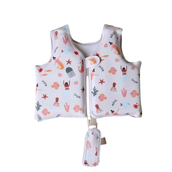 LIIPEE Girls Buoyancy Life Jacket Summer Cute Cartoon Printed Sleeveless Zipper Coast Guard Approved Life Vest Girl Classic Beach Life Vest Beachwear,Light Pink,One Size
