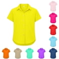 thumbnail image 1 of LIIPEE Girls Button Down Shirts Short Sleeve Solid Color Turn Down Collar Blouses Kids Casual Fashion Breathable Cute Summer Tops,13-14 Years, 1 of 4