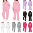 thumbnail image 1 of LIIPEE Girls Casual Outfits 2 Piece Autumn Winter Warm Bowknot Graphic Long Sleeve Pullover Hoodie And Sweatpants Kids Cute Outfit Sets,5-6 Years, 1 of 5