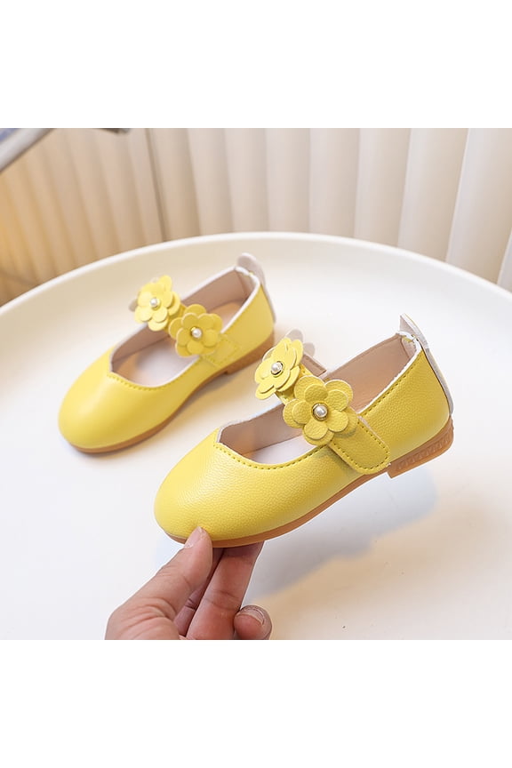 Girls Casual Shoes Summer Solid Color Floral Decoration Flat Bottom Lightweight Fashion Shoes Children Cute Hook And Loop Comfortable Breathable Soft Daily Footwear,6-7 Years