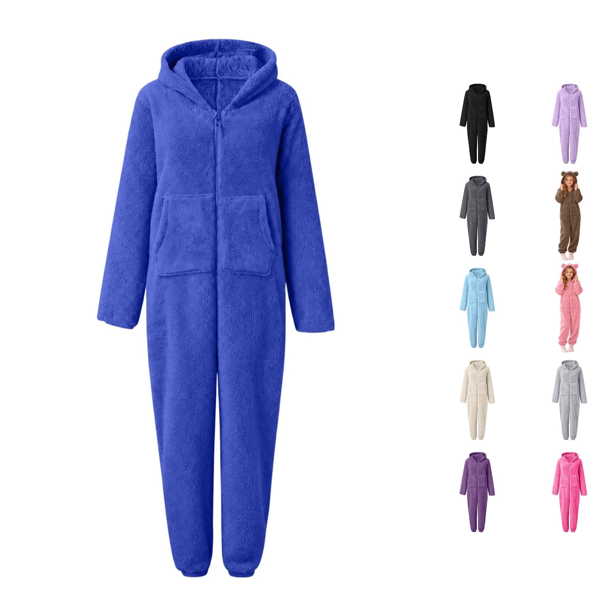 Roimper LIIPEE Girls Casual Solid Color Warm Zip Up Romper Fall Winter Fuzzy ...