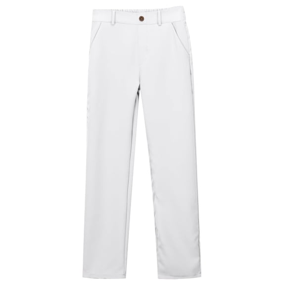 LIIPEE Girls Dress Pants Solid Color Stretch High Waisted Slim Fit Straight Trousers With Pockets Kids Handsome Party Pants,White,14-15 Years