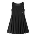 thumbnail image 1 of LIIPEE Girls Dress Solid Color Sleeveless Round Neck Pleated Sundress Girl Versatile Work Dresses,Black,5-6 Years, 1 of 3