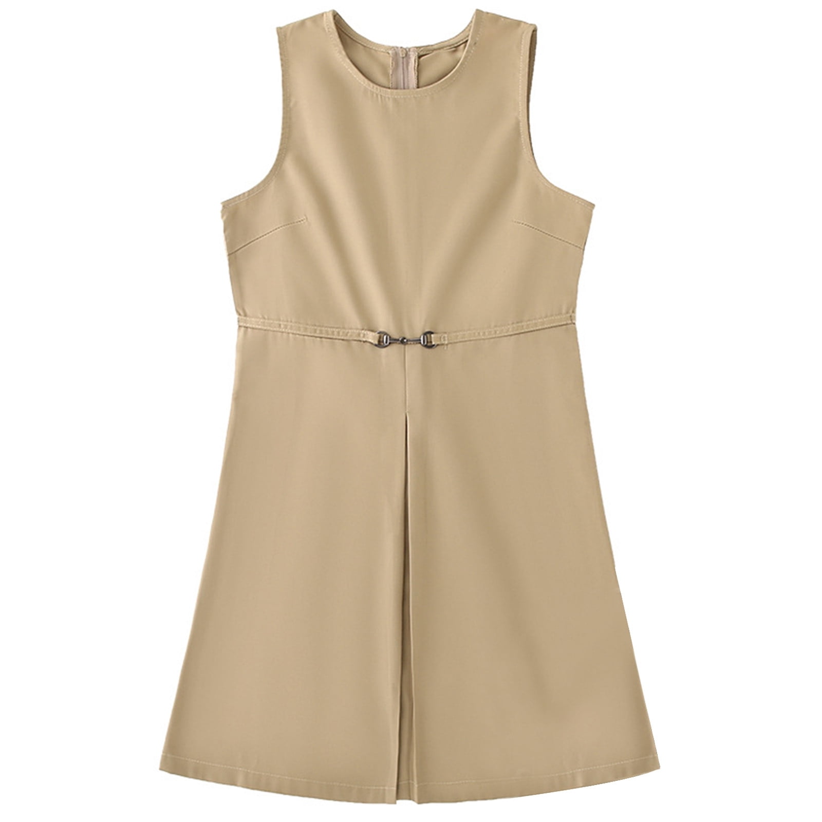 LIIPEE Girls Dresses Solid Color Sleeveless Round Neck Slim Fit A-Line  Sundress Girl Comfort Holiday School Party Dress,Khaki,130 - Walmart.com