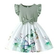 thumbnail image 1 of LIIPEE Girls Dresses Summer Cute Ribbed Fly Sleeve Cartoon Butterfly Printed Bowknot Dress Toddler Comfort Indoor A-Line Princess Dress,Army Green,2-3 Years, 1 of 4