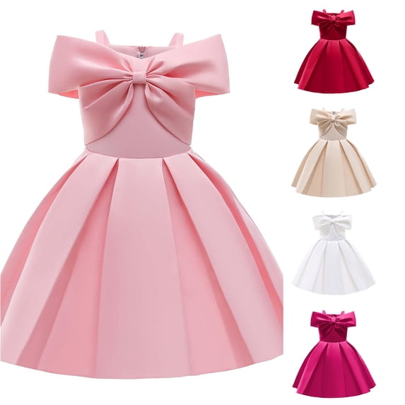 LIIPEE Girls Elegant Gown Dress Kids Sleeveless Spaghetti Strap Solid Color Ruched A Line Party Princess Dresses,2-3 Years