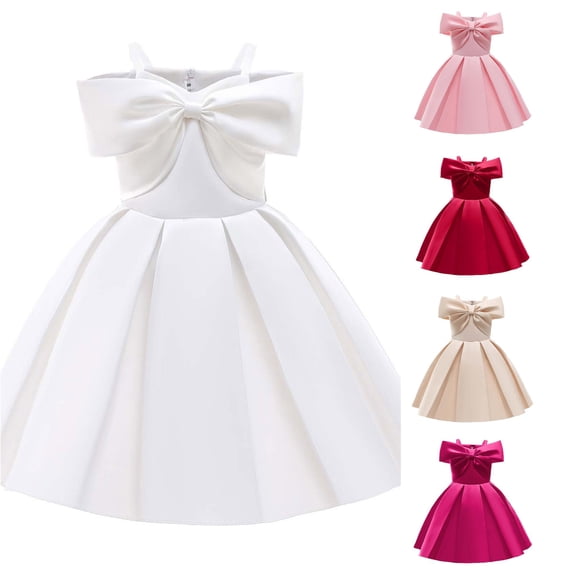 LIIPEE Girls Elegant Gown Dress Kids Sleeveless Spaghetti Strap Solid Color Ruched A Line Party Princess Dresses,6-7 Years