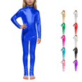 thumbnail image 1 of LIIPEE Girls Glitter Back Zipper Jumpsuit High Neck Long Sleeve Dance Performance Leotard 1-12 Years, 1 of 5
