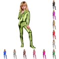 thumbnail image 1 of LIIPEE Girls Glitter Long Sleeve Footed Jumpsuits High Neck Dance Performance Gymnastic Leotard 4-9 Years, 1 of 5