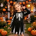 thumbnail image 1 of LIIPEE Girls Halloween Costumes Kids Skeleton Graphic Ruffle Dresses Party Dress Up Clothes,3-4 Years, 1 of 7