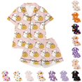 thumbnail image 1 of LIIPEE Girls Halloween Graphic Pajamas Short Sleeve Button Down Shirts And Shorts Pajama Sets Kids Holiday Sleepwear 1-14 Years, 1 of 5