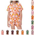 thumbnail image 1 of LIIPEE Girls Halloween Graphic Pajamas Short Sleeve Button Down Shirts And Shorts Pajama Sets Kids Holiday Sleepwear 1-14 Years, 1 of 6
