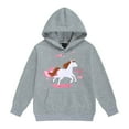 thumbnail image 1 of LIIPEE Girls Hoodies Cartoon Horse Printed Long Sleeve Pullover Hooded Sweatshirt With Pocktes Youth Stylish Daily Sweatshirts,Grey,3-4 Years, 1 of 4
