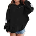 thumbnail image 1 of LIIPEE Girls Hoodies Halloween Cartoon Ghost Letter Printed Long Sleeve Hooded Pullover Sweatshirt With Pocket Baby Classic Festival Sweatshirt,Black,3-4 Years, 1 of 4