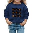 thumbnail image 1 of LIIPEE Girls Hoodies Halloween Warm Cartoon Pumpkin Graphic Printed Long Sleeve Round Neck Pullover Tops Kids Elegant Casual Daily Party Photoshoot Sweatshirts,Navy,13-14 Years, 1 of 4