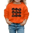 thumbnail image 1 of LIIPEE Girls Hoodies Halloween Warm Cartoon Pumpkin Graphic Printed Long Sleeve Round Neck Pullover Tops Classic Holiday School Party Sweatshirts,Orange,3-4 Years, 1 of 4