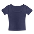 thumbnail image 1 of LIIPEE Girls Kids Scoop Neck Cap Sleeve Fitted TShirt Solid Color Soft Stretchy Knit Casual Slim Fit Top For Everyday Wear Layering School Activities Navy -, 1 of 5