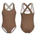 thumbnail image 1 of LIIPEE Girls One-Piece Swimsuits Summer Casual Solid Color Sleeveless Crew Neck Backless Swimwear Kids Children Youth Classic Fit Beach Bathing Suit Comfortable Cute Beachwear,Brown,2-3 Years, 1 of 5