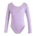 thumbnail image 1 of LIIPEE Girls Onesie Spring Summer Classic Long Sleeve Solid Color Round Neck Ballet Gym Leotard Bodysuit Kids Breathable Ballet Jazz Practice Sessions One-Pieces,Purple,18-24 Months, 1 of 2