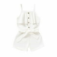 thumbnail image 1 of LIIPEE Girls Onesie Summer Casual Ribbed Sleeveless Solid Color Ruffled Bowknot Strappy Tank Romper Comfort Photoshoot One-Pieces,White,3-4 Years, 1 of 8