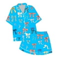 thumbnail image 1 of LIIPEE Girls Outfits Spring Summer Cute Cartoon Bowknot Printed Turndown Collar Button Short Sleeve Tshirts Shorts Pajamas Set Child Stylish Sleepwear Outfit,Sky Blue,10-11 Years, 1 of 4