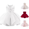thumbnail image 1 of LIIPEE Girls Oversized Bowknot Party Dress Kids Solid Color Sleeveless Cute Wedding Flower Girl Tutu Dresses With Cake Hem,4-5 Years, 1 of 4