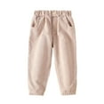 thumbnail image 1 of LIIPEE Girls Pants Solid Color Elastic High Waist Corduroy Trousers With Pockets Infant Leisure Indoor Pants,Beige,18-24 Months, 1 of 5