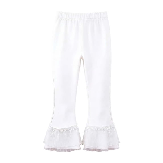 LIIPEE Girls Pants Summer Casual Solid Color Calf Length Baggy Wide Leg Flared Pants Kids Comfortable Breathable Soft Cute Daily Trousers,7-8 Years
