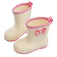 thumbnail image 1 of LIIPEE Girls Rain Boots Closed Toe Non- Easy-On Lightweight Bowknot Waterproof Shoes Girls Casual Indoor Outdoor Wear Boots,Pink,9-10 Years, 1 of 2