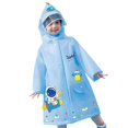 thumbnail image 1 of LIIPEE Girls Rain Wear Cartoon Graphic Printed Long Sleeve Hooded Button Down Raincoat Child Comfort Daily Rain Ponchos,Blue,2.5-4 Years, 1 of 4