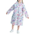 thumbnail image 1 of LIIPEE Girls Rainwear Cartoon Flower Animal Printed Long Sleeve Hooded Button Down Raincoat With Pockets Kids Casual Vacation Rain Jackets,Light Pink,11-14 Years, 1 of 7