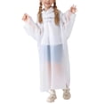 thumbnail image 1 of LIIPEE Girls Rainwear Casual Kids Solid Color Long Sleeve Raincoat All Seasons Lightweight Waterproof Comfortable Ponchos Breathable Soft Cute Daily Rainwear,White,One Size, 1 of 4