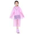 thumbnail image 1 of LIIPEE Girls Rainwear Solid Color Long Sleeve Hooded Raincoat Girl Leisure Casual Outings Rain Jackets,Pink,One Size, 1 of 6
