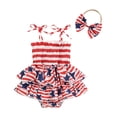 thumbnail image 1 of LIIPEE Girls Romper Independence Day Printed Baby Jumpsuit With Headband Soft Comfortable Casual Bodysuit Toddler Breathable Cute One-Pieces,Red1,0-3 Months, 1 of 9