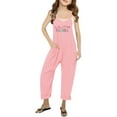 thumbnail image 1 of LIIPEE Girls Romper Jumpsuit Kids Casual Letter Printed Comfortable Stylish Bodysuit For Back To School Breathable Soft Cute Daily Onesie,Pink,130, 1 of 4