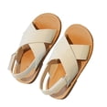 thumbnail image 1 of LIIPEE Girls Sandals Casual Soft Sole Comfortable Solid Color Beach Sandals Kids Adjustable Straps Breathable Lightweight Daily Shoes Outdoor Spring Summer Fashion Cute Footwear,White,3-3.5 Years, 1 of 5
